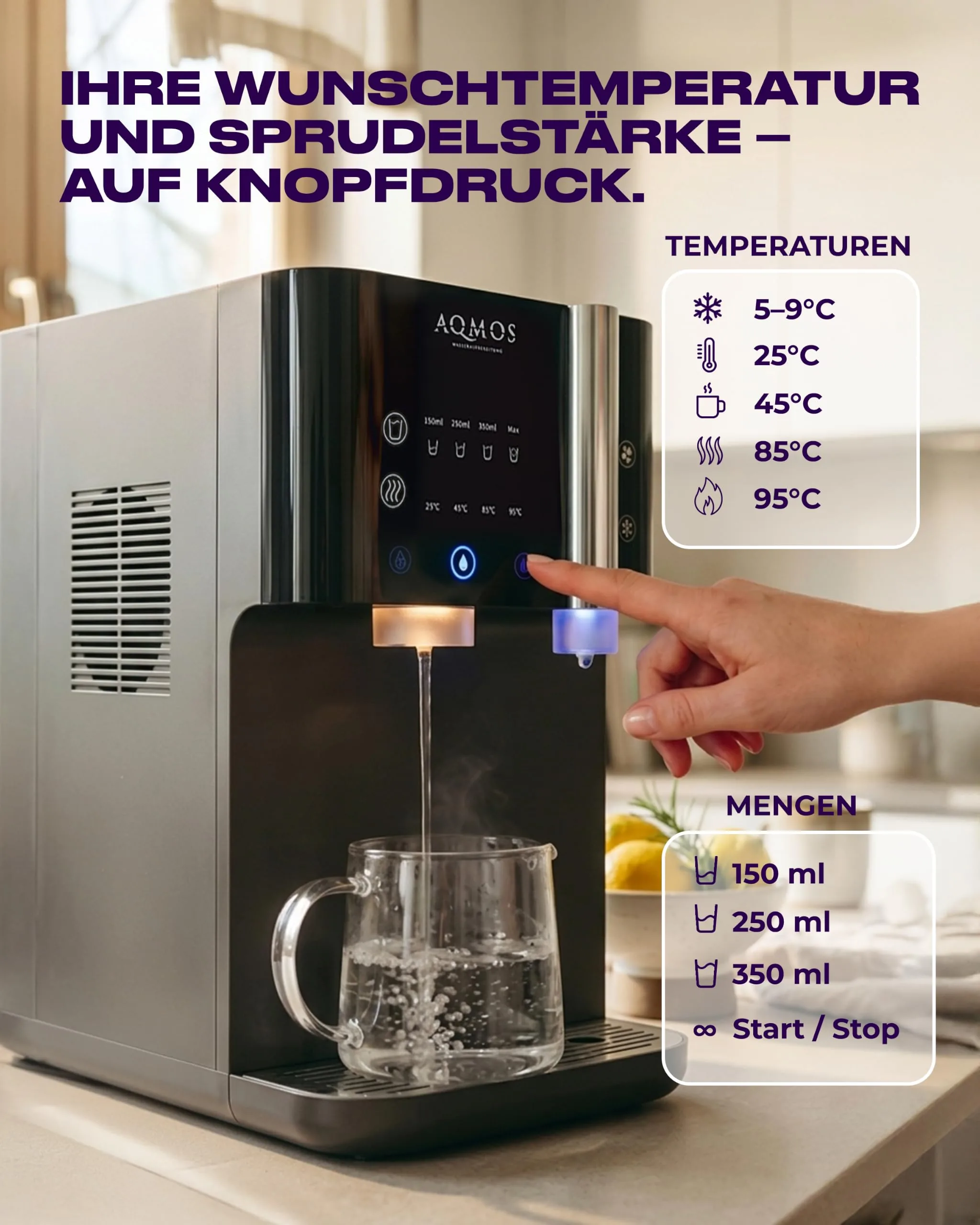 Vista 3 de Aqmos Drinking Dispensador con Gas, Frío y Caliente, Ósmosis Inversa