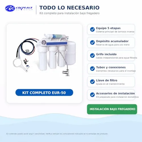 Vista 5 de Bbagua EUR-50 – Equipo de Ósmosis Inversa 5 Etapas para Casa
