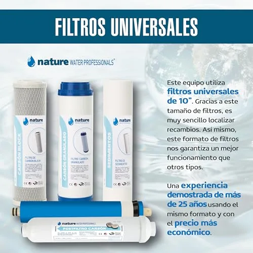 Vista 4 de Equipo de Osmosis Inversa - Kit para Osmosis de 5 Etapas - Capacidad para 6 L - Incluye Membrana de 75GPD, Deposito de Agua y Filtros - Nature Water Professionals